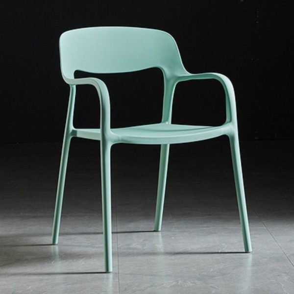 Contemporary Nordic Square Plastic Stackable Dining Chair Backrest Armrest For Dining Room - Image 23