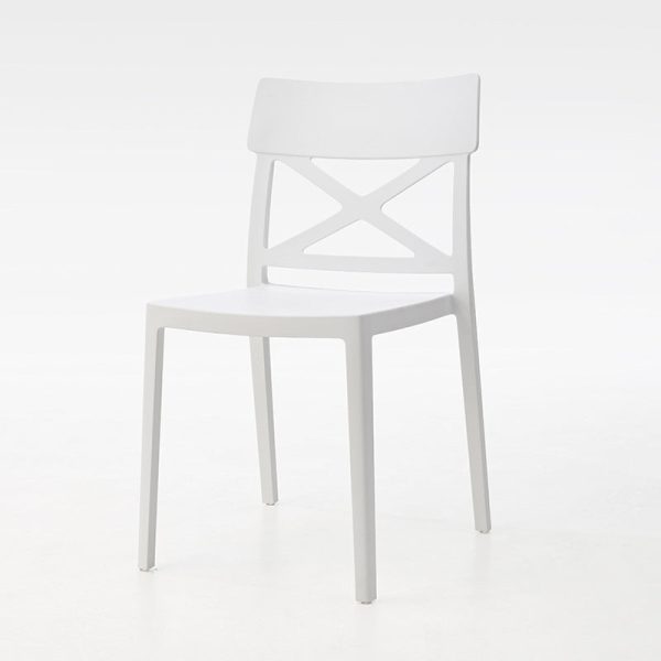 Modern Simplicity Square Plastic Stackable Dining Chair Backrest Armless For Dining Room - Image 2