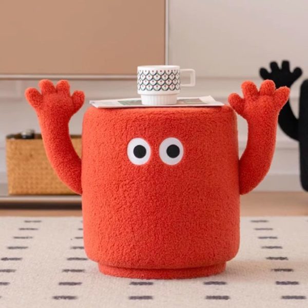 Contemporary Creative Lamb Fleece Cylinder Pouf Footstool For Entryway - Image 7
