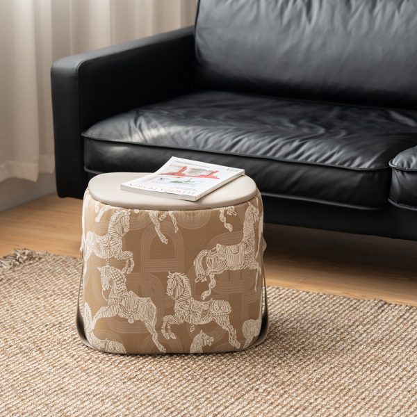 Contemporary Luxury Square Leather Pouf Footstool For Entryway