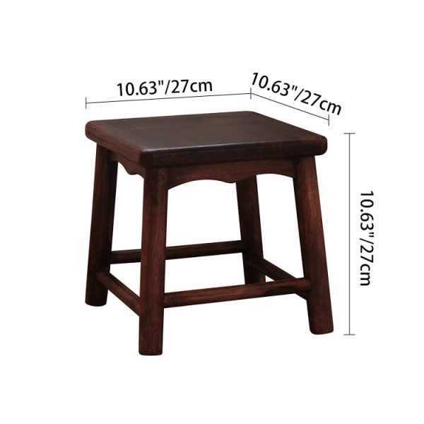 Traditional Japanese Rectangular Solid Wood Portable Low Stool Footstool Footrest For Living Room - Image 3