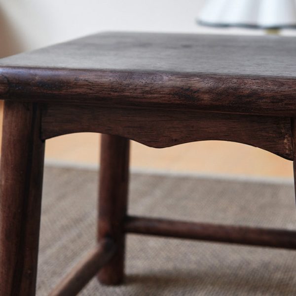 Traditional Japanese Rectangular Solid Wood Portable Low Stool Footstool Footrest For Living Room - Image 5