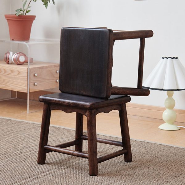 Traditional Japanese Rectangular Solid Wood Portable Low Stool Footstool Footrest For Living Room - Image 2