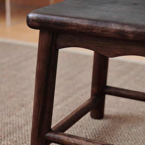 Traditional Japanese Rectangular Solid Wood Portable Low Stool Footstool Footrest For Living Room - Image 6