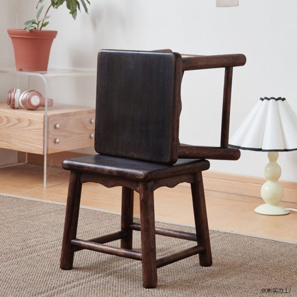 Traditional Japanese Rectangular Solid Wood Portable Low Stool Footstool Footrest For Living Room - Image 8