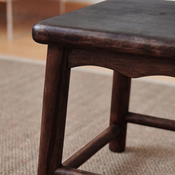 Traditional Japanese Rectangular Solid Wood Portable Low Stool Footstool Footrest For Living Room - Image 4