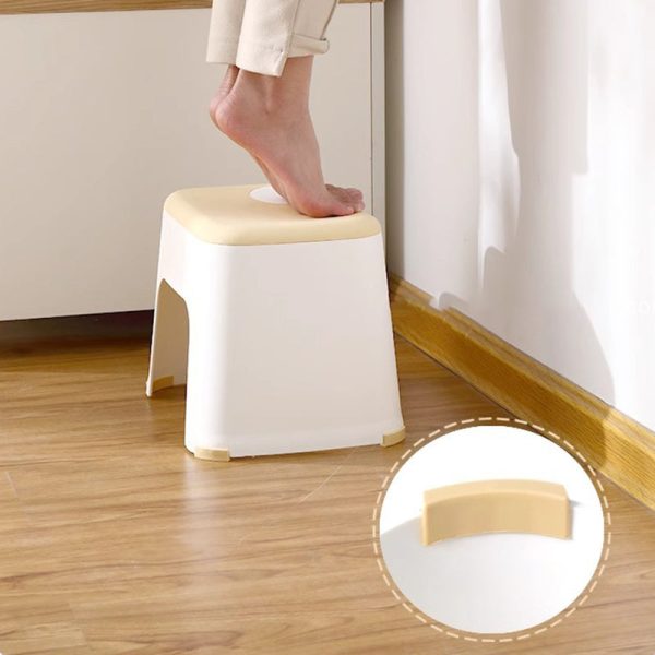 Contemporary Scandinavian Square Plastic Portable Stackable Low Stool Footstool For Living Room - Image 9
