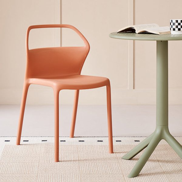 Contemporary Scandinavian Square Plastic Stackable Dining Chair Backrest For Dining Room - Image 16