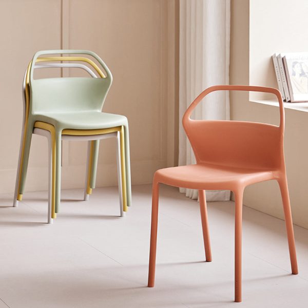 Contemporary Scandinavian Square Plastic Stackable Dining Chair Backrest For Dining Room - Image 20
