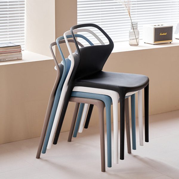 Contemporary Scandinavian Square Plastic Stackable Dining Chair Backrest For Dining Room - Image 21