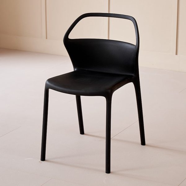 Contemporary Scandinavian Square Plastic Stackable Dining Chair Backrest For Dining Room - Image 9