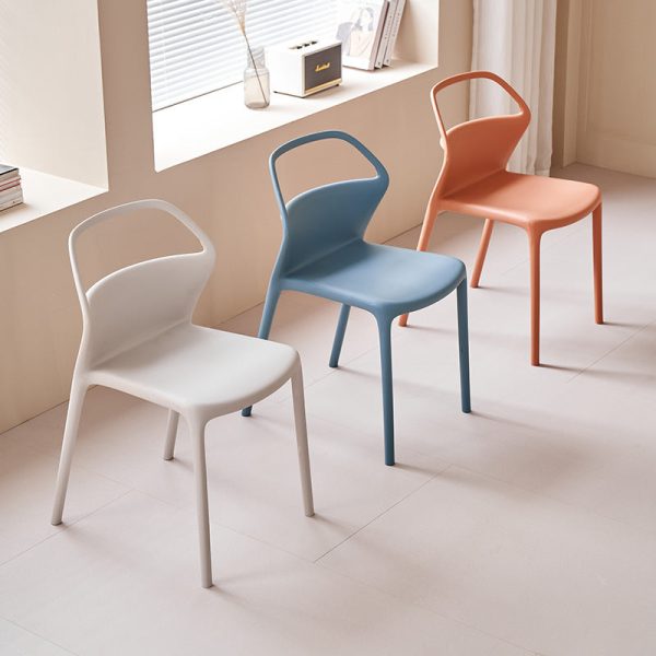 Contemporary Scandinavian Square Plastic Stackable Dining Chair Backrest For Dining Room - Image 3