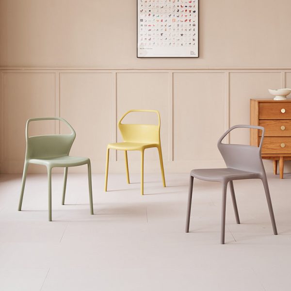 Contemporary Scandinavian Square Plastic Stackable Dining Chair Backrest For Dining Room - Image 2