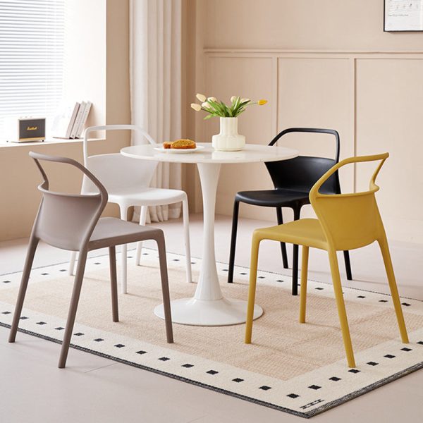 Contemporary Scandinavian Square Plastic Stackable Dining Chair Backrest For Dining Room - Image 17
