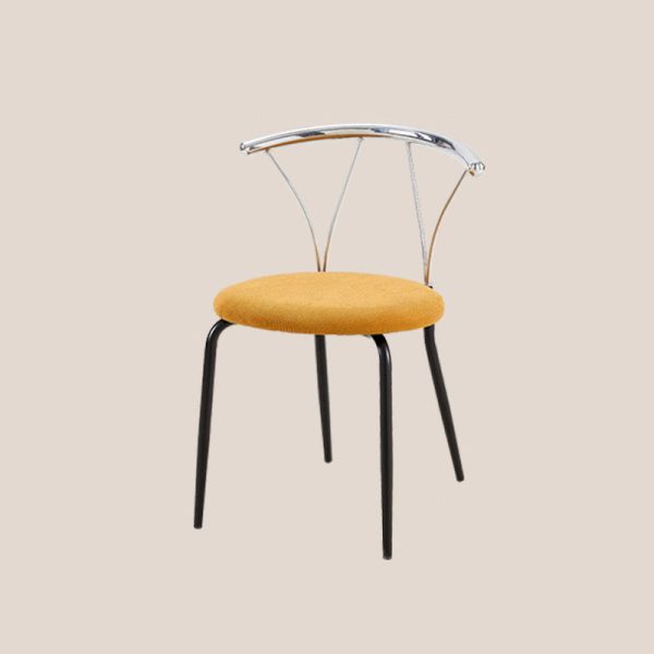 Modern Eclectic Round Diamond Pattern Corduroy Dining Chair Stainless Steel Geometric Line Back For Dining Room - Image 14