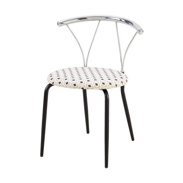 Modern Eclectic Round Diamond Pattern Corduroy Dining Chair Stainless Steel Geometric Line Back For Dining Room - Image 17
