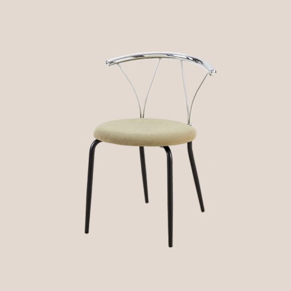 Modern Eclectic Round Diamond Pattern Corduroy Dining Chair Stainless Steel Geometric Line Back For Dining Room - Image 15