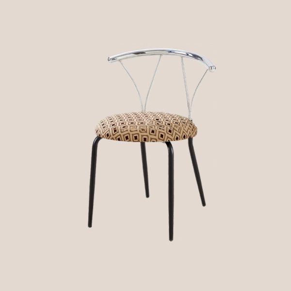 Modern Eclectic Round Diamond Pattern Corduroy Dining Chair Stainless Steel Geometric Line Back For Dining Room - Image 16