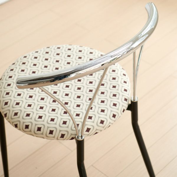 Modern Eclectic Round Diamond Pattern Corduroy Dining Chair Stainless Steel Geometric Line Back For Dining Room - Image 8