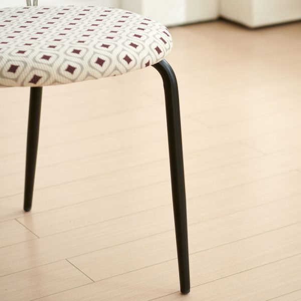 Modern Eclectic Round Diamond Pattern Corduroy Dining Chair Stainless Steel Geometric Line Back For Dining Room - Image 7