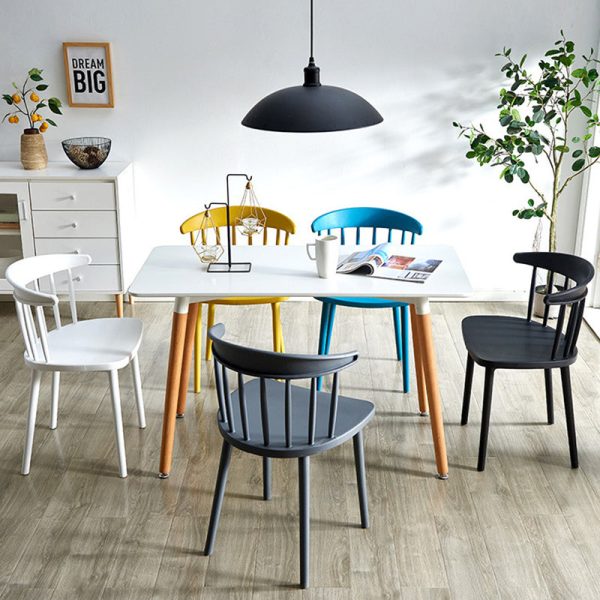 Modern Mid-Century Curved Plastic Dining Chair Open Back For Dining Room - Image 15