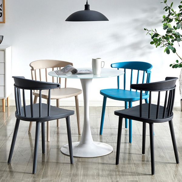 Modern Mid-Century Curved Plastic Dining Chair Open Back For Dining Room - Image 3