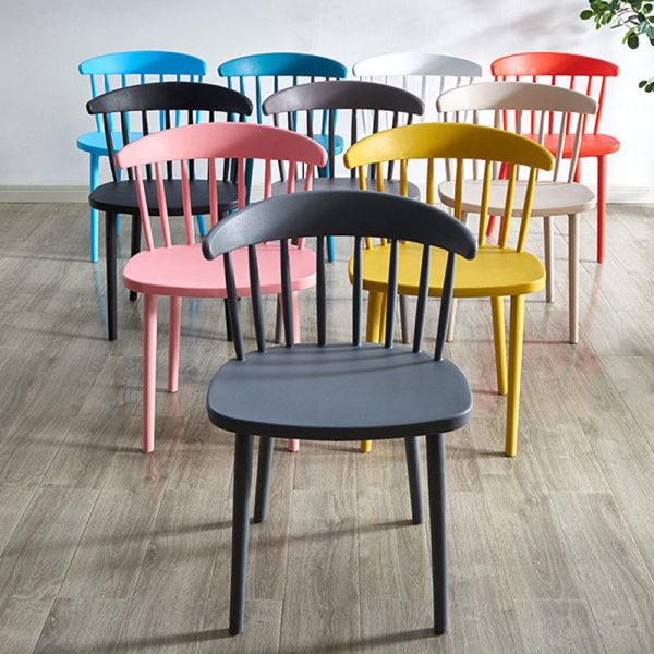 Modern Mid-Century Curved Plastic Dining Chair Open Back For Dining Room - Image 16