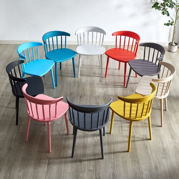 Modern Mid-Century Curved Plastic Dining Chair Open Back For Dining Room - Image 17