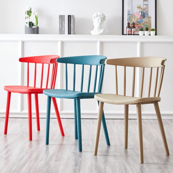 Modern Mid-Century Curved Plastic Dining Chair Open Back For Dining Room - Image 2