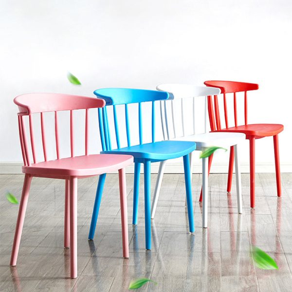 Modern Mid-Century Curved Plastic Dining Chair Open Back For Dining Room - Image 14