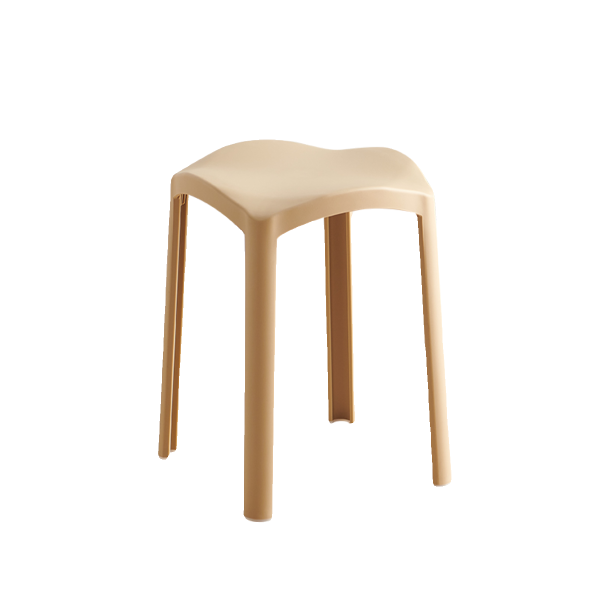 Contemporary Scandinavian Corrugated Plastic Stackable Vanity Stool Backless For Living Room - Image 16