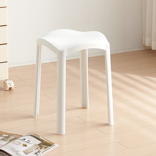 Contemporary Scandinavian Corrugated Plastic Stackable Vanity Stool Backless For Living Room - Image 13