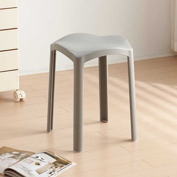 Contemporary Scandinavian Corrugated Plastic Stackable Vanity Stool Backless For Living Room - Image 14