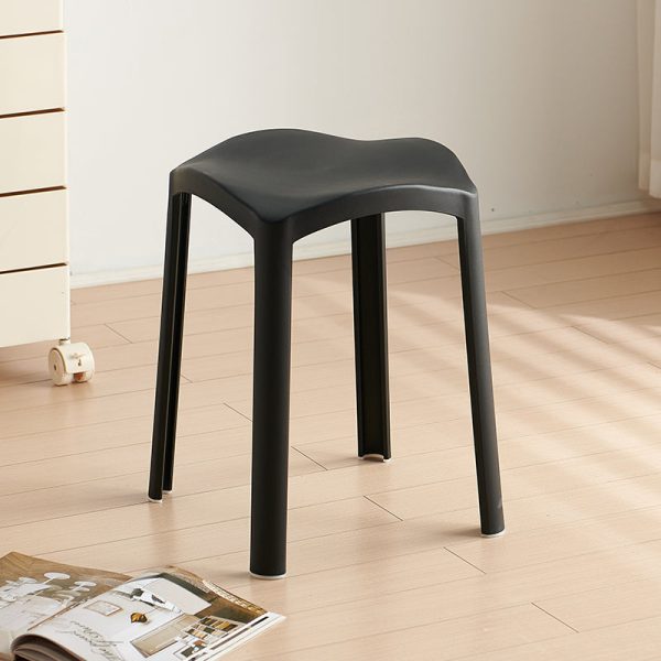 Contemporary Scandinavian Corrugated Plastic Stackable Vanity Stool Backless For Living Room - Image 15