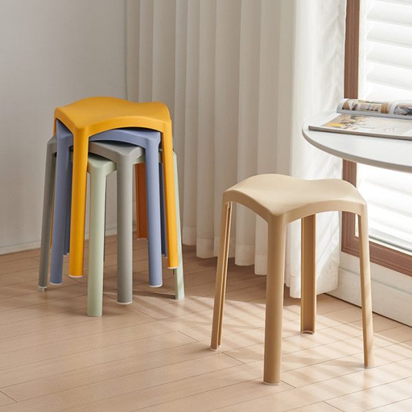 Contemporary Scandinavian Corrugated Plastic Stackable Vanity Stool Backless For Living Room