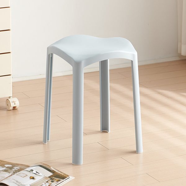 Contemporary Scandinavian Corrugated Plastic Stackable Vanity Stool Backless For Living Room - Image 6