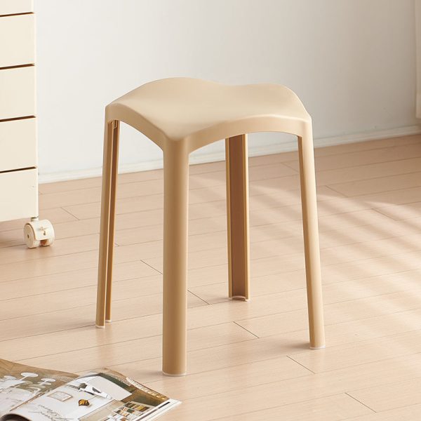 Contemporary Scandinavian Corrugated Plastic Stackable Vanity Stool Backless For Living Room - Image 7