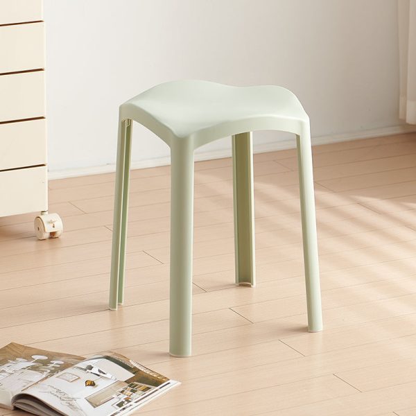 Contemporary Scandinavian Corrugated Plastic Stackable Vanity Stool Backless For Living Room - Image 8