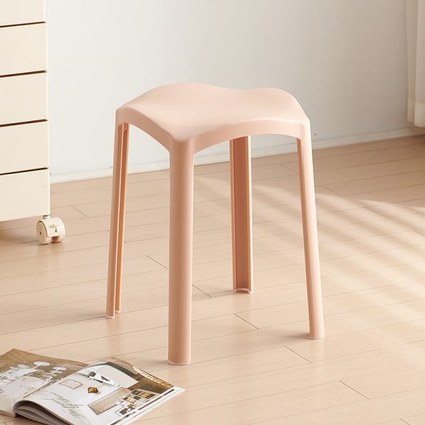 Contemporary Scandinavian Corrugated Plastic Stackable Vanity Stool Backless For Living Room - Image 9