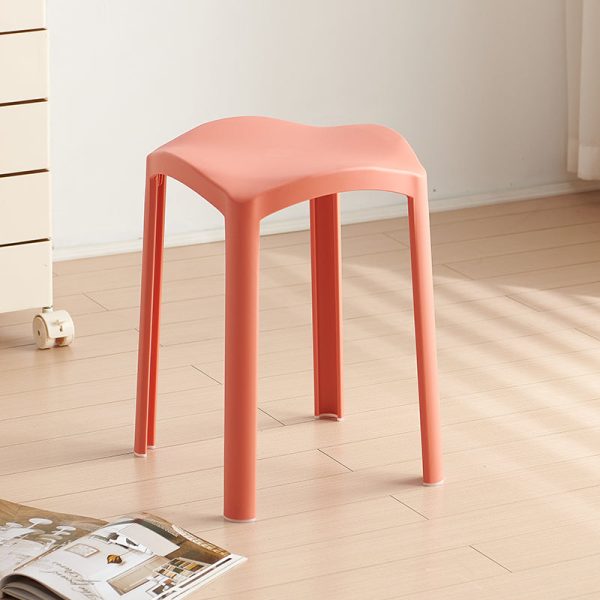 Contemporary Scandinavian Corrugated Plastic Stackable Vanity Stool Backless For Living Room - Image 10