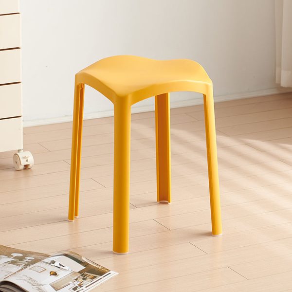 Contemporary Scandinavian Corrugated Plastic Stackable Vanity Stool Backless For Living Room - Image 11