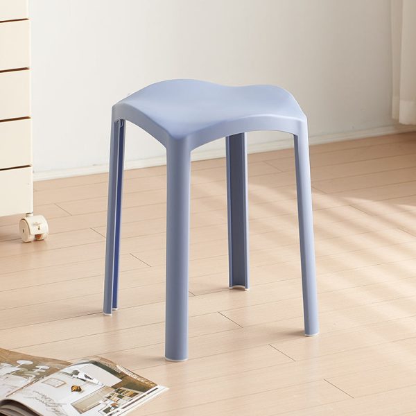 Contemporary Scandinavian Corrugated Plastic Stackable Vanity Stool Backless For Living Room - Image 12