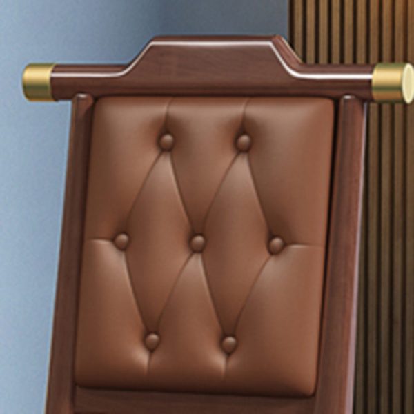 Traditional Chinese Square Wood Leather Dining Chair Backrest For Dining Room - Image 6
