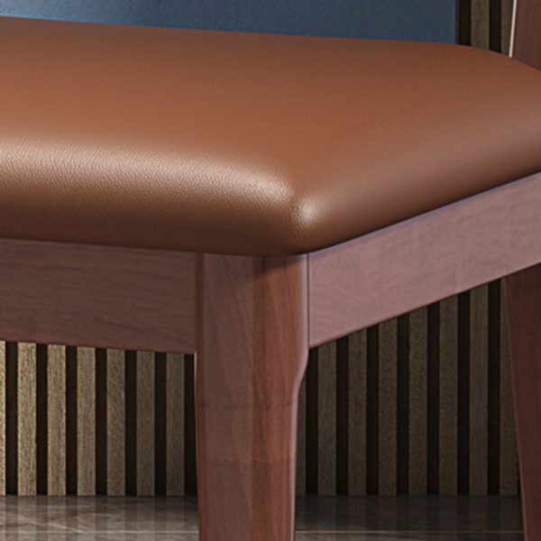 Traditional Chinese Square Wood Leather Dining Chair Backrest For Dining Room - Image 7