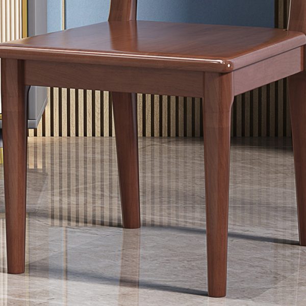 Traditional Chinese Square Wood Leather Dining Chair Backrest For Dining Room - Image 8