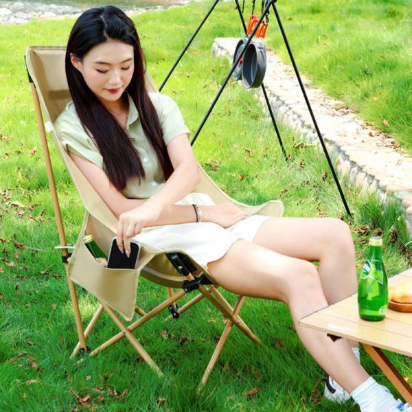 Modern Minimalist Portable Foldable Rectangular Steel Fabric Chair Backrest For Outdoor - Image 14