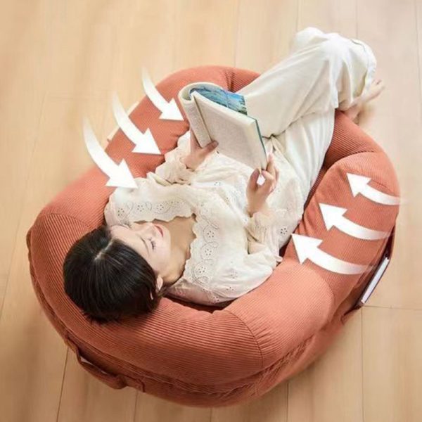 Contemporary Scandinavian Square Tatami Corduroy Fabric Accent Chair Backrest For Living Room - Image 10