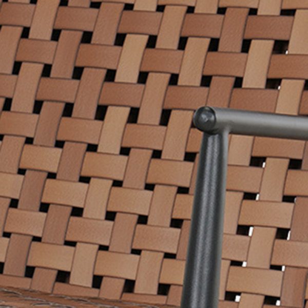Traditional Rustic Square Aluminum PE Leather Rattan Accent Chair Backrest Armrest For Patio - Image 10