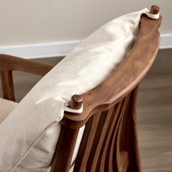 Modern Minimalist Square Wood Chair Backrest Armrest For Living Room - Image 9