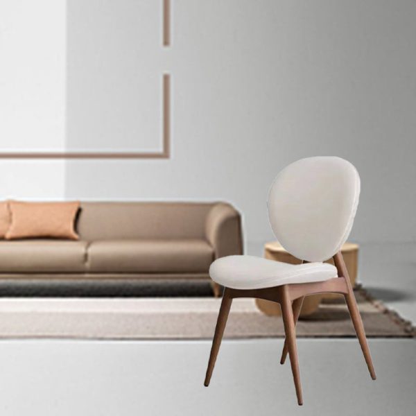 Contemporary Scandinavian Round Square Wood Veneer Dining Chair Backrest For Dining Room - Image 13